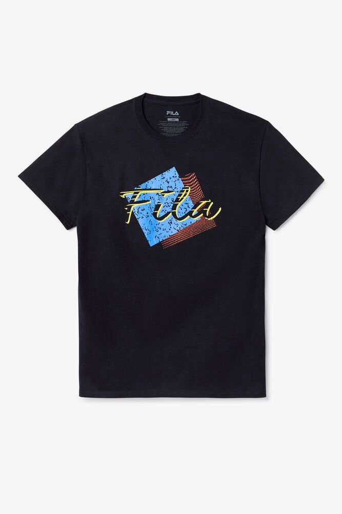 Fila T-Shirt Mens Black Santa Monica - Ireland 25016-KPZX